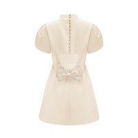 Anna White Petal Sleeve Cut Out Bow Mini Dress