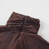 Charitina Brown Fitted Ruched Midi Dress