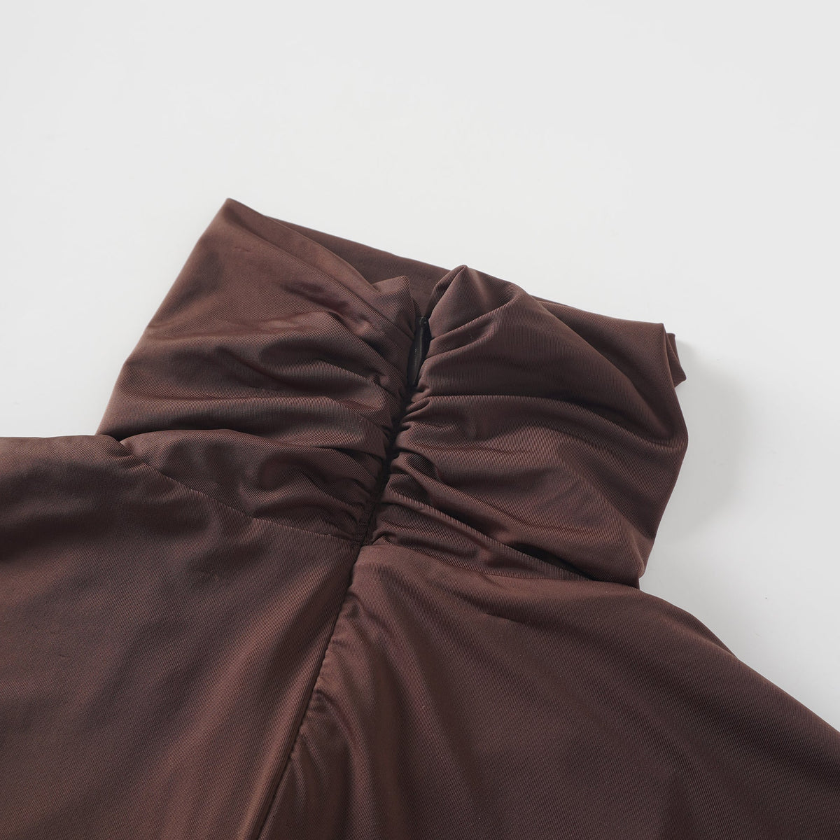 Charitina Brown Fitted Ruched Midi Dress