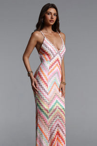 Salama Resort Contour V Neck Sleeveless Print Woven Maxi Dress
