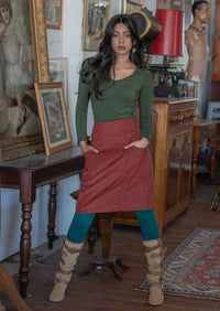 Aalia Corduroy Skirt Burnt Henna