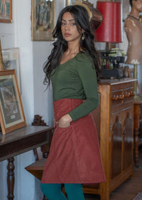 Aalia Corduroy Skirt Burnt Henna