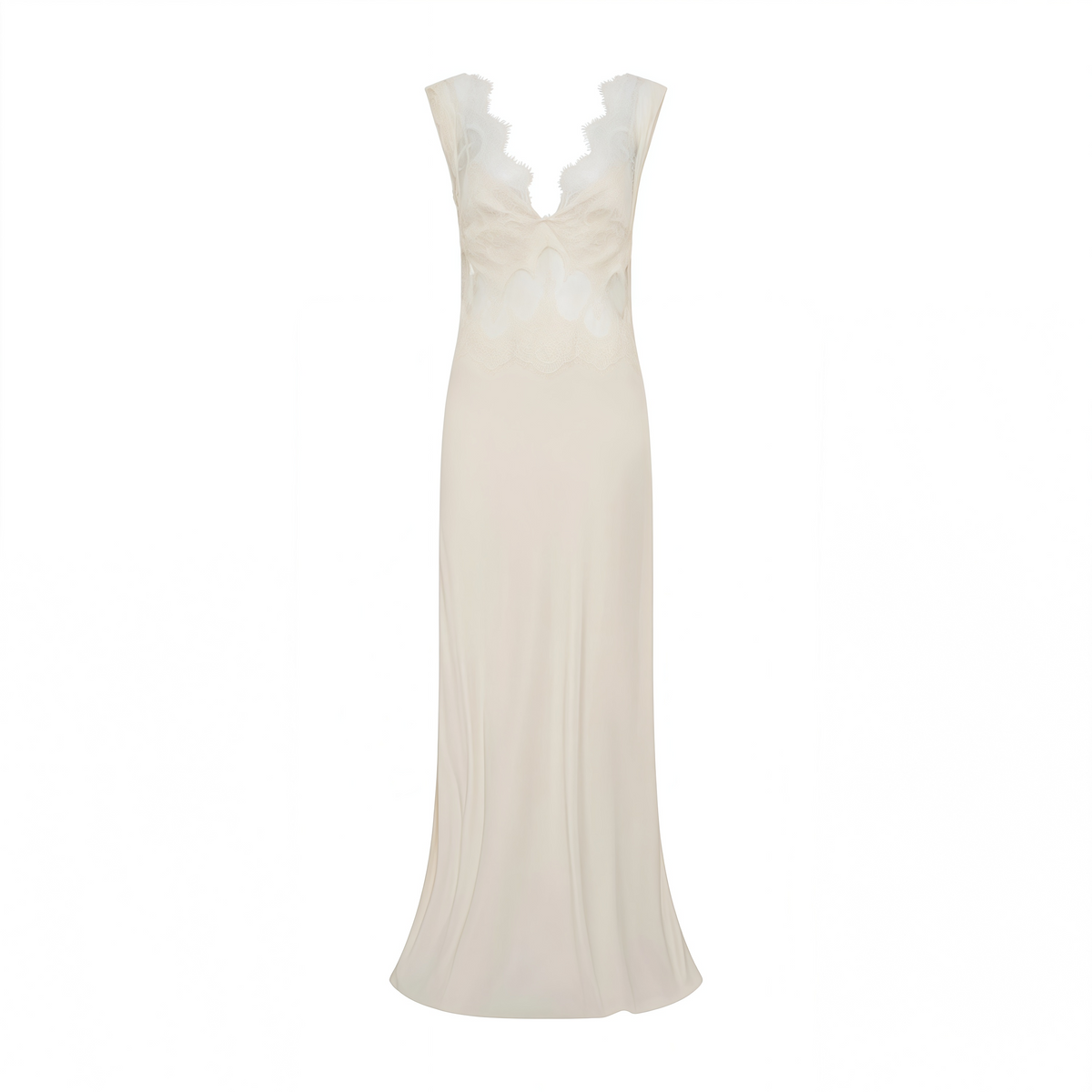 Aitana Neutrals Satin Maxi Dress with Lace Panels