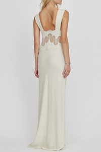 Aitana Neutrals Satin Maxi Dress with Lace Panels