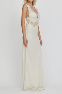 Aitana Neutrals Satin Maxi Dress with Lace Panels