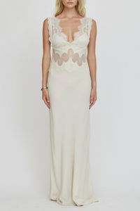 Aitana Neutrals Satin Maxi Dress with Lace Panels