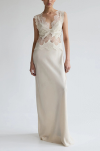 Aitana Neutrals Satin Maxi Dress with Lace Panels