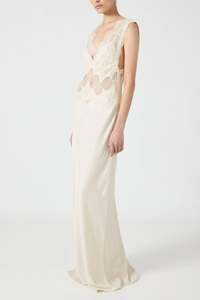 Aitana Neutrals Satin Maxi Dress with Lace Panels