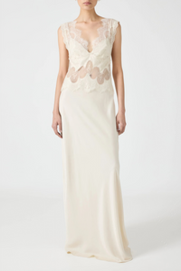 Aitana Neutrals Satin Maxi Dress with Lace Panels