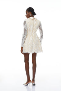 Aleksandra White Floral Lace Mini Dress