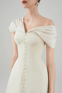 Alistair Cream White Plunge Neck Ruched Mini Dress