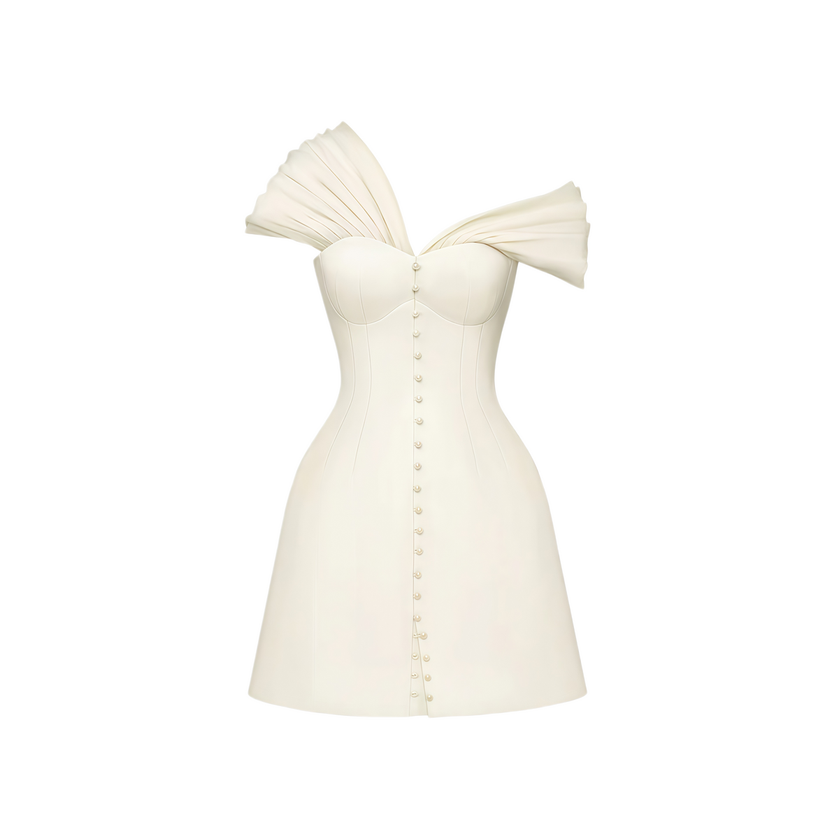 Alistair Cream White Plunge Neck Ruched Mini Dress