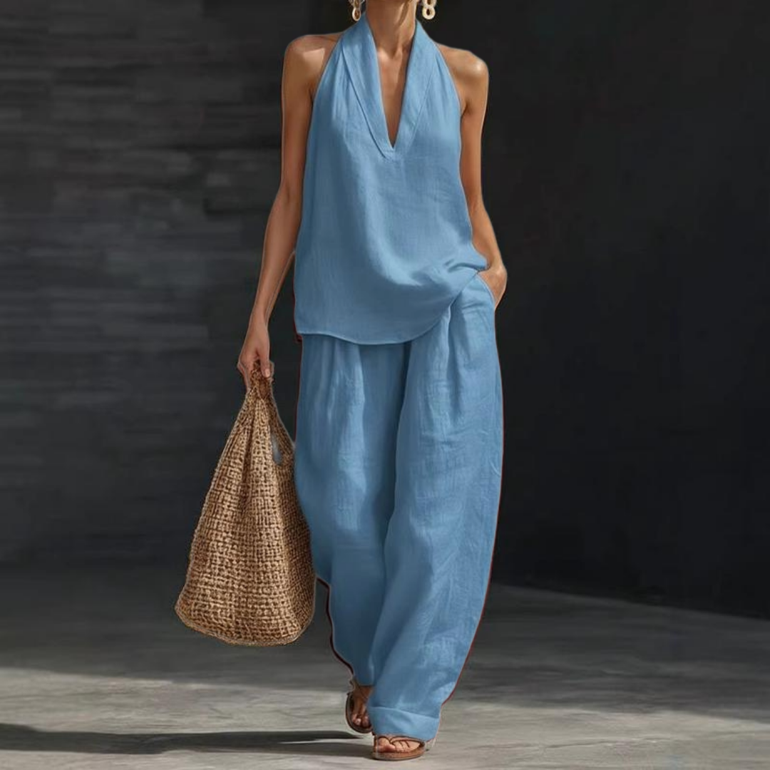 Ainhoa | Linen-Texture Two-Piece Set