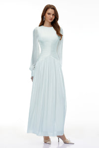 Aneka Green High Neck Glossy Ruched Maxi Dress