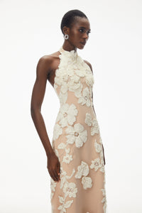 Annabelle Champagne Floral Embellished Maxi Dress