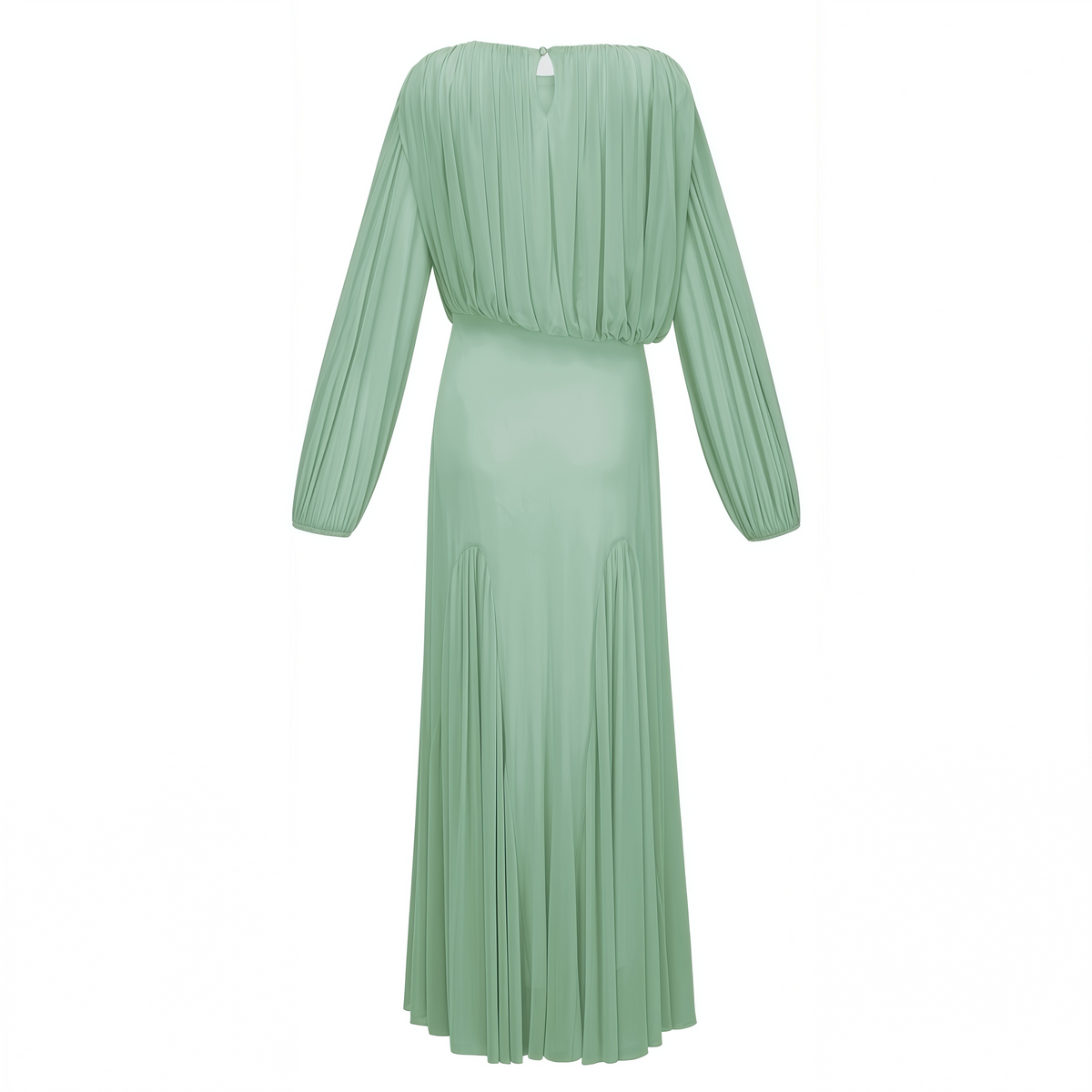 Annabelle Green Lantern Sleeve Pleated Maxi Dress