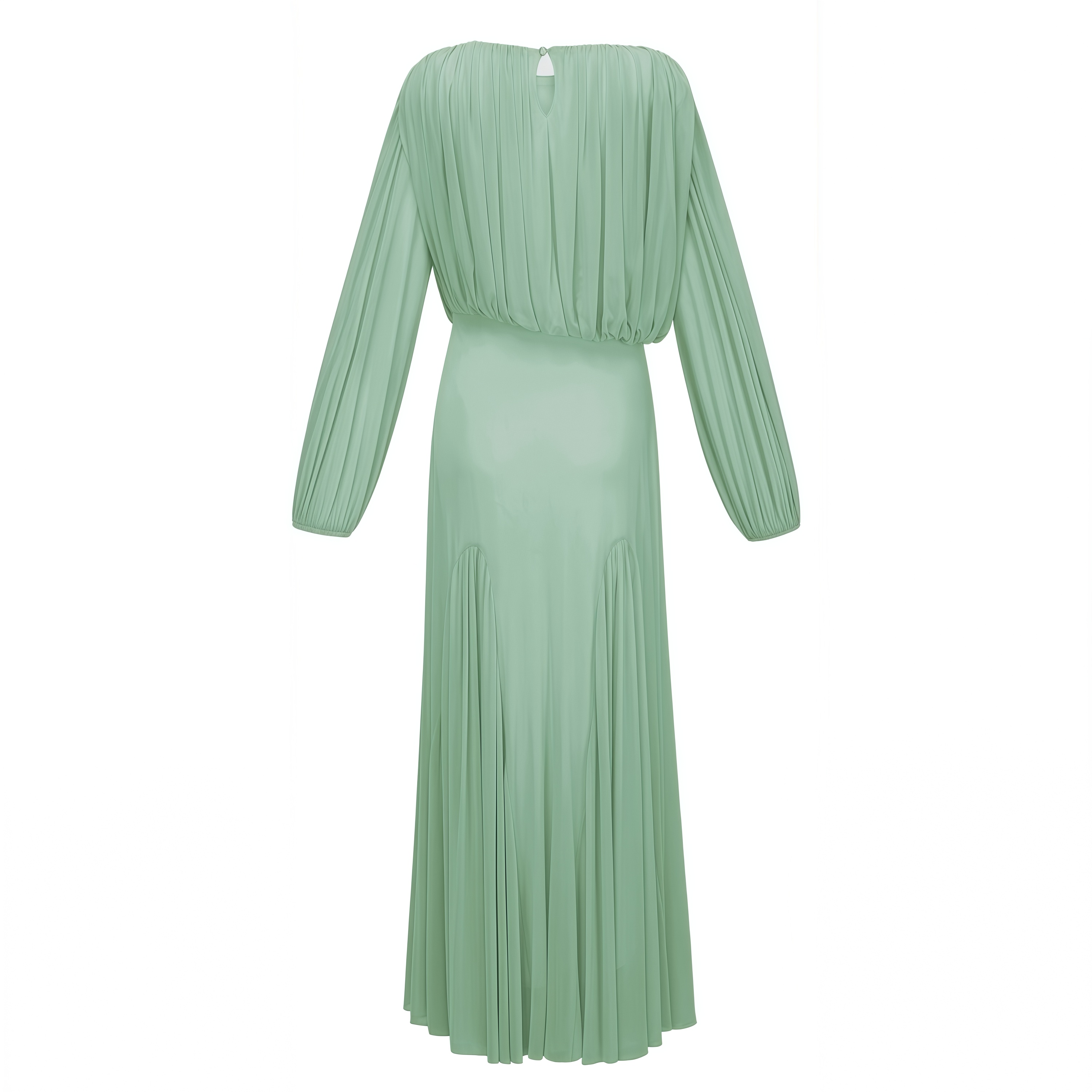 Annabelle Green Lantern Sleeve Pleated Maxi Dress