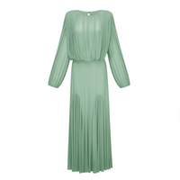 Annabelle Green Lantern Sleeve Pleated Maxi Dress