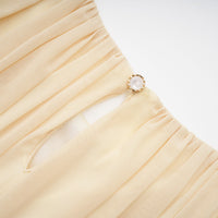 Annabelle Yellow Lantern Sleeve Pleated Maxi Dress