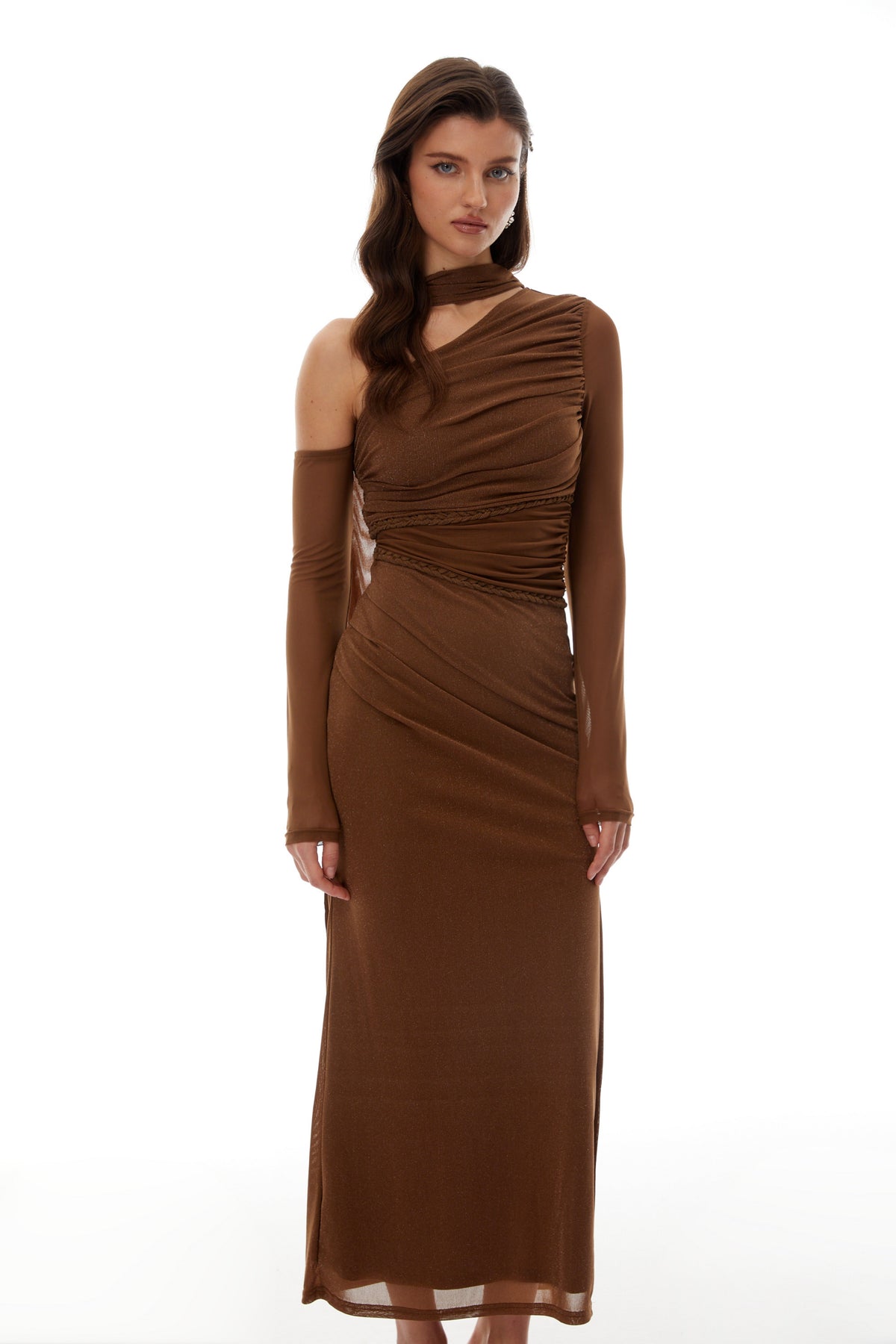Antonia Brown Braid Detail Maxi Dress