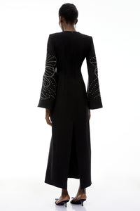 Arabella Black Slit Sleeve Maxi Dress with Embellishment