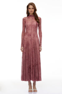 Ariadne Pink Flocked Tulle Maxi Dress