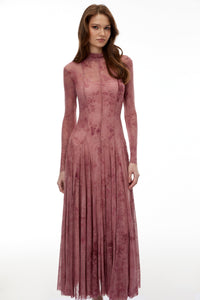 Ariadne Pink Flocked Tulle Maxi Dress