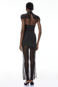 Arianna Black Floral Lace Shawl & Dress Matching Set