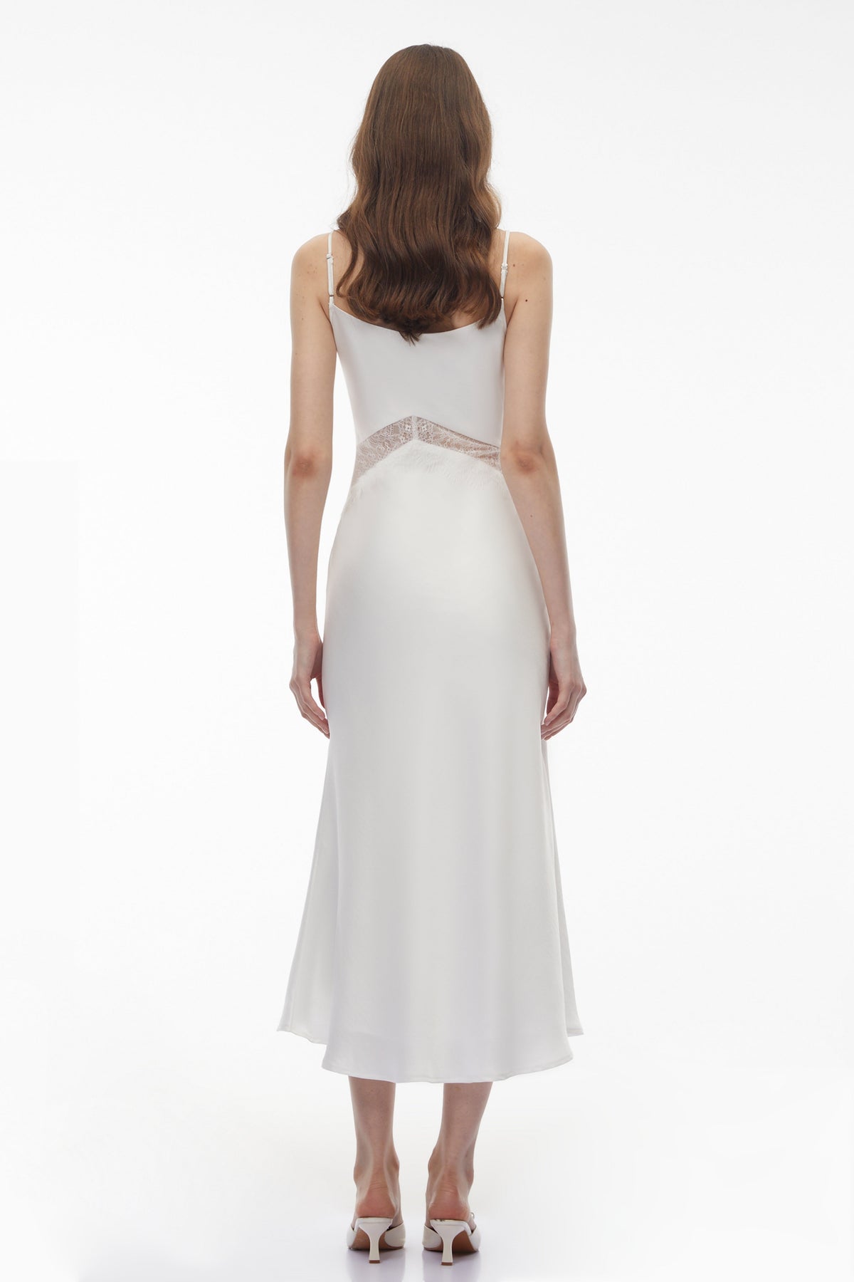 Astarte White Floral Lace Twist Midi Dress