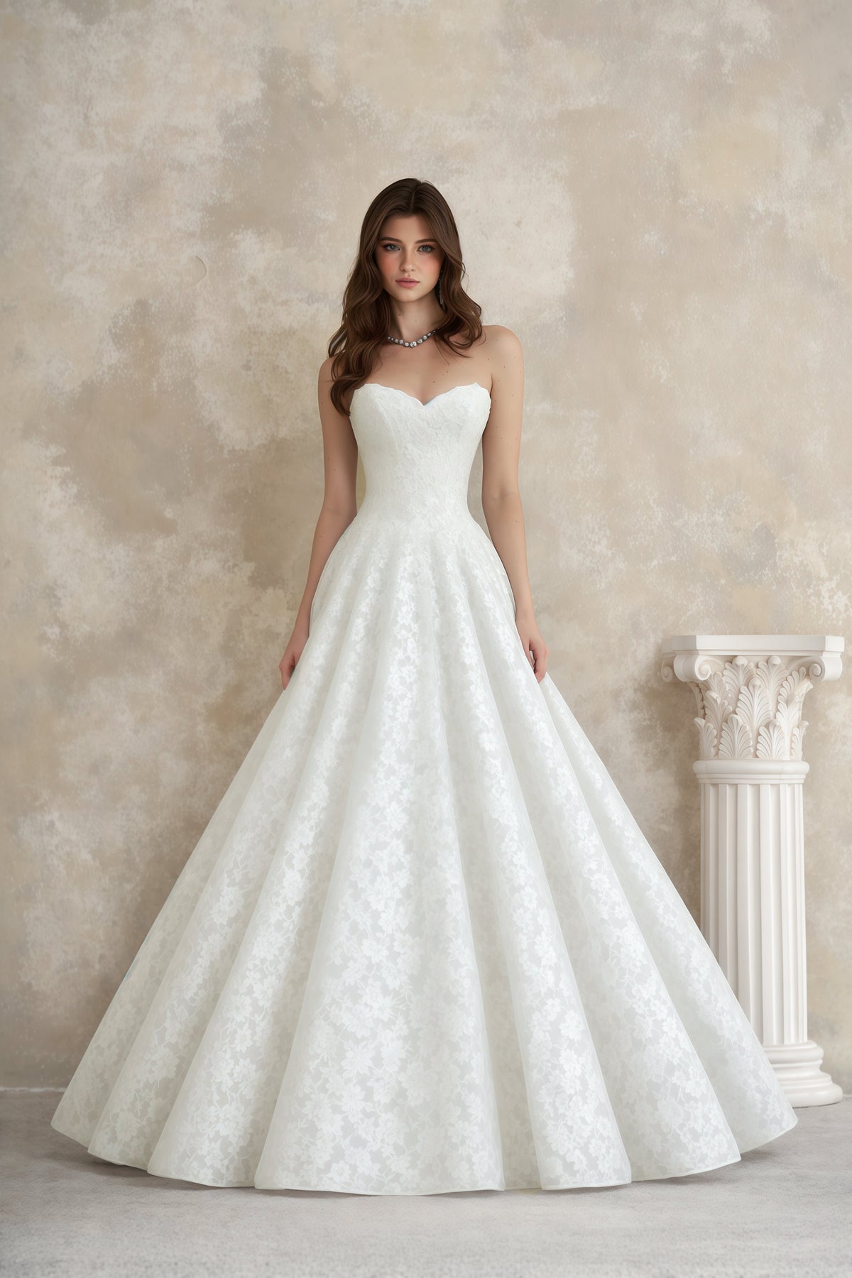 Aulera White Floral Lace Maxi Gown