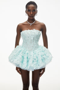 June Mint Green 3D Petal Puff Mini Dress