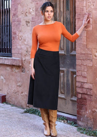 Belt Loop Corduroy Skirt Black