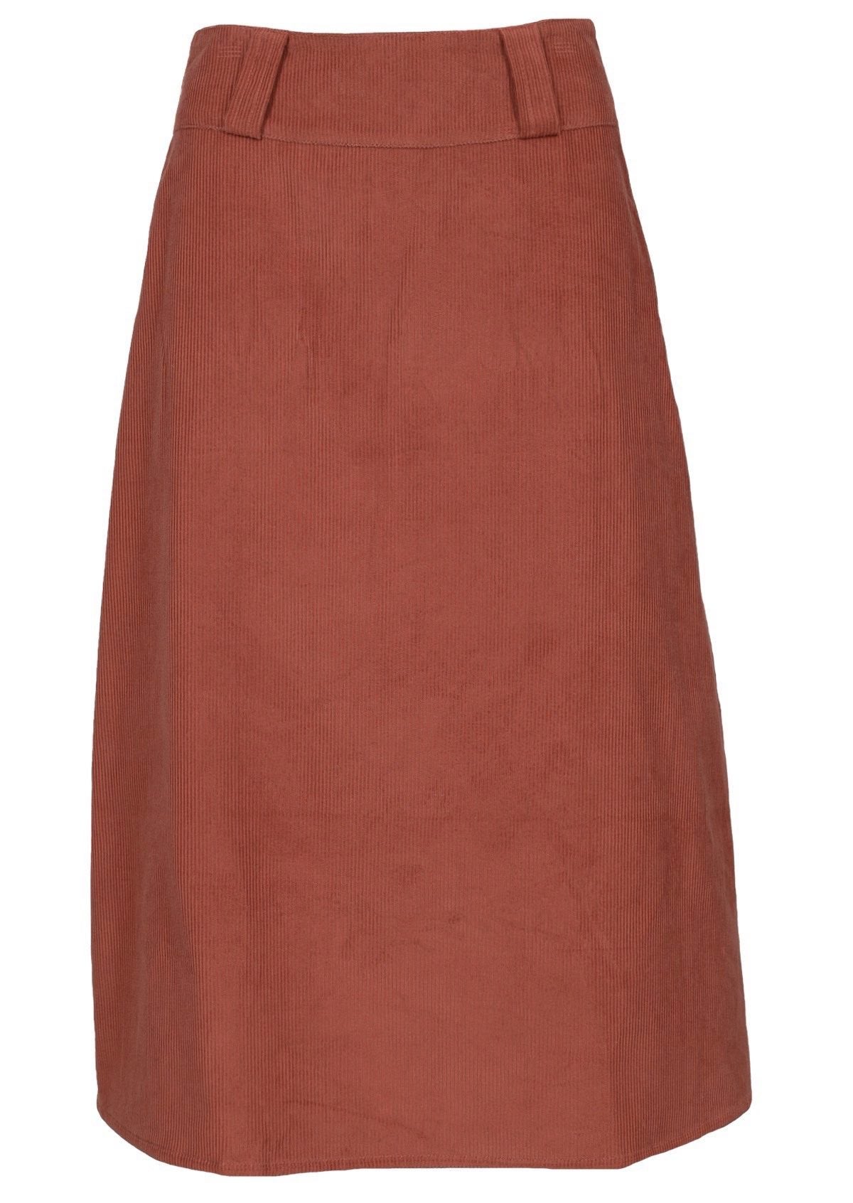 Belt Loop Corduroy Skirt Burnt Henna