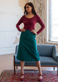 Belt Loop Corduroy Skirt Everglade