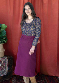 Belt Loop Corduroy Skirt Plum Caspia