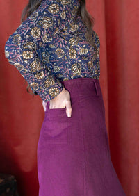 Belt Loop Corduroy Skirt Plum Caspia