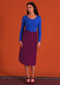 Belt Loop Corduroy Skirt Plum Caspia