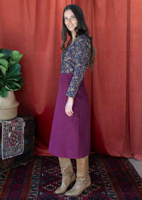 Belt Loop Corduroy Skirt Plum Caspia