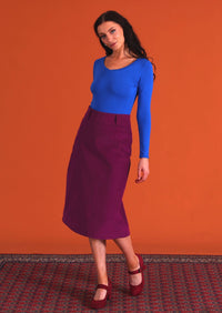 Belt Loop Corduroy Skirt Plum Caspia
