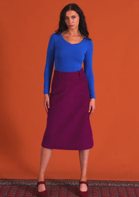 Belt Loop Corduroy Skirt Plum Caspia