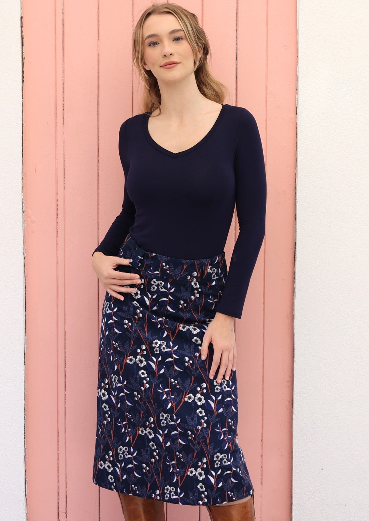 Belt Loop Corduroy Skirt Meadow