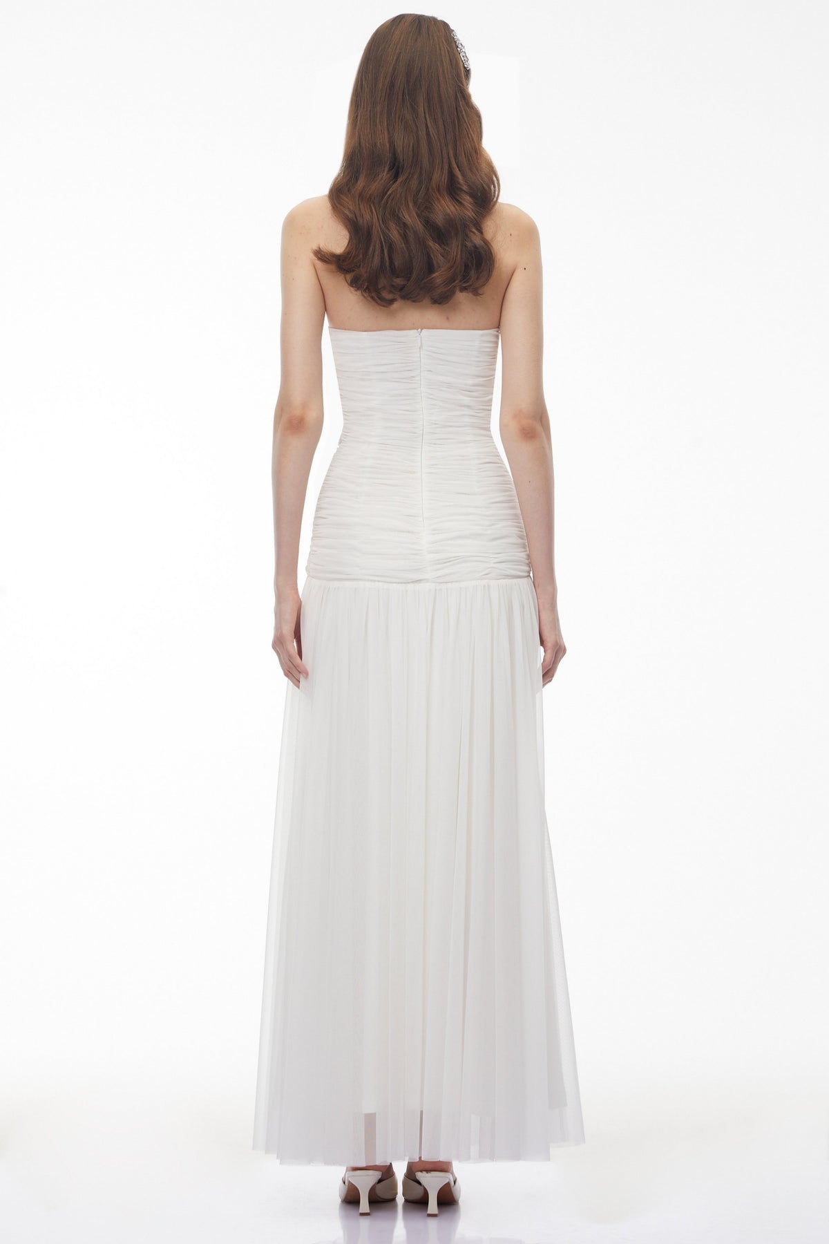Bianka White Cross Front Ruched Maxi Dress