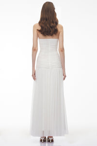 Bianka White Cross Front Ruched Maxi Dress