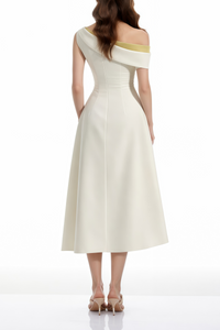 Blossom White One Shoulder Ruched Midi Dress