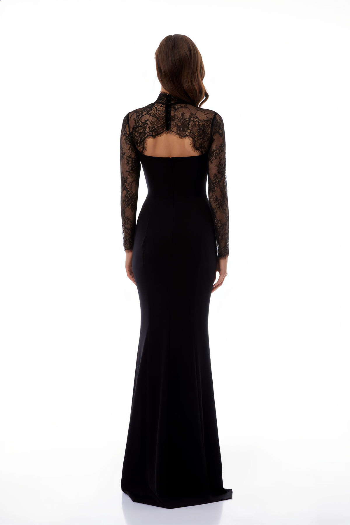 Bokamoso Black Lace Panel Maxi Gown