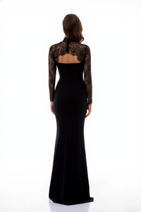 Bokamoso Black Lace Panel Maxi Gown