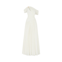 Sigrun White Asymmetrical Gathered Maxi Dress