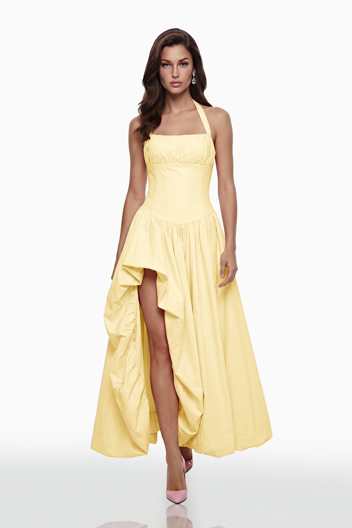 Caiya Yellow Sleeveless Maxi Dress with Slit
