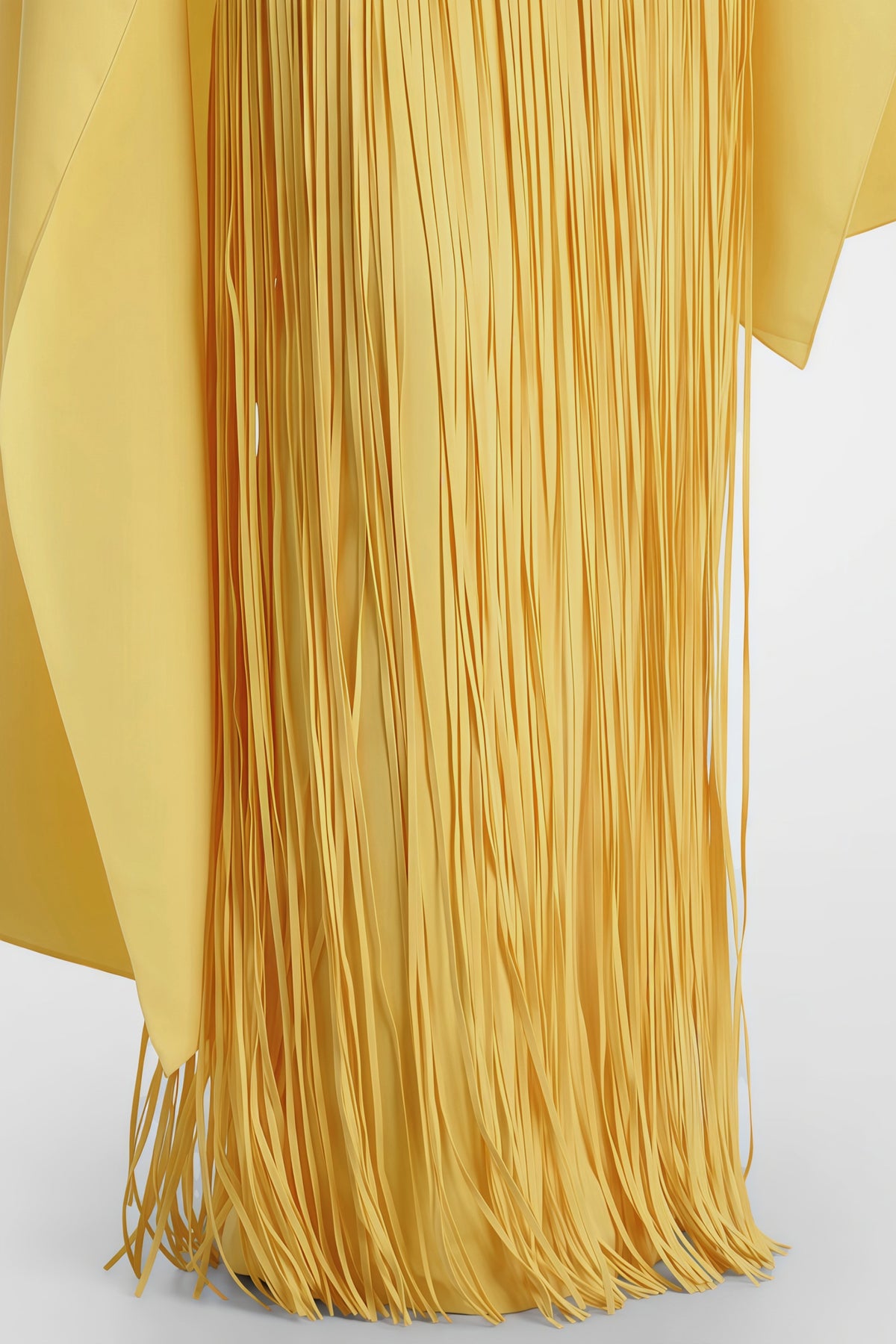 Cayetana Yellow Fringed Maxi Dress with Shawl Detail