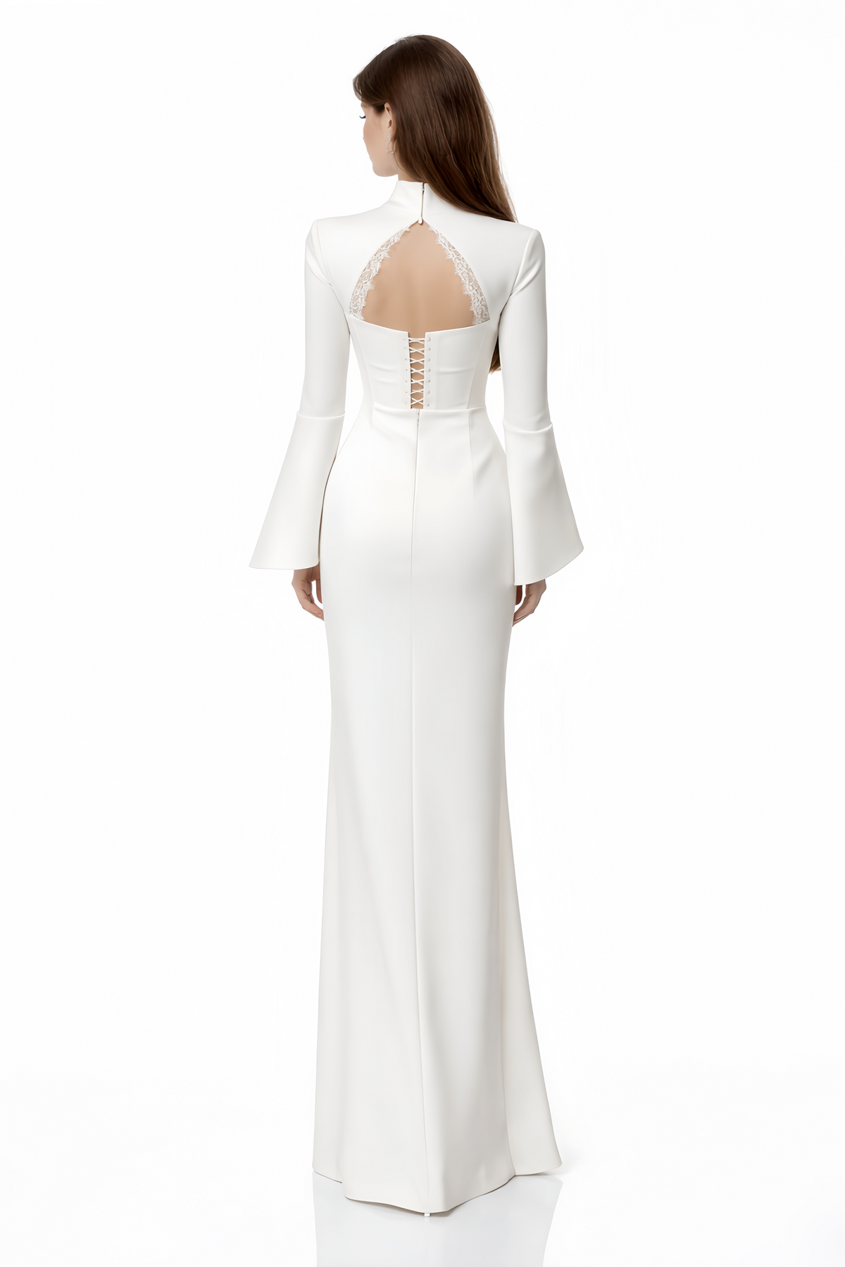 Ingvild White High Neck Backless Maxi Dress